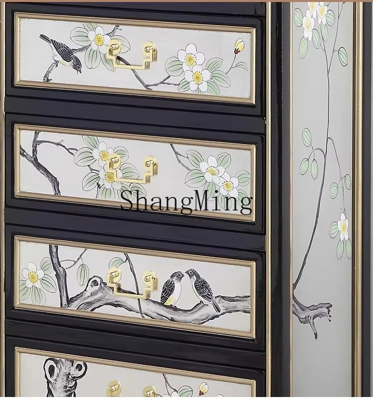 HJ painted bedroom storage chest of drawers household living room wall solid wood drawer chest