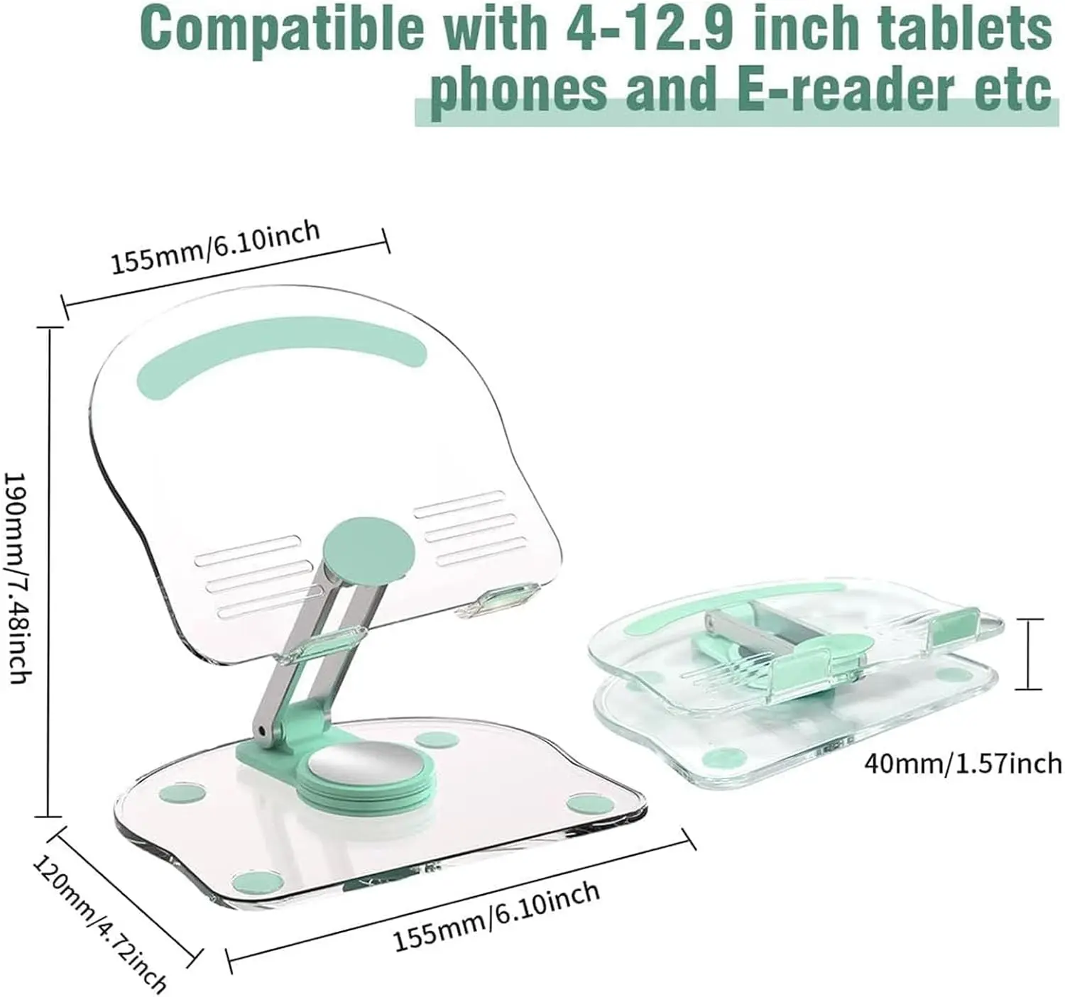 360度回転アクリルタブレットスタンド、折りたたみ式調整可能携帯電話ホルダー、HUAWEI、XIAOMI、iPad Pro 9.7、Air 4、5、Mini 6、11、Mi Pad対応