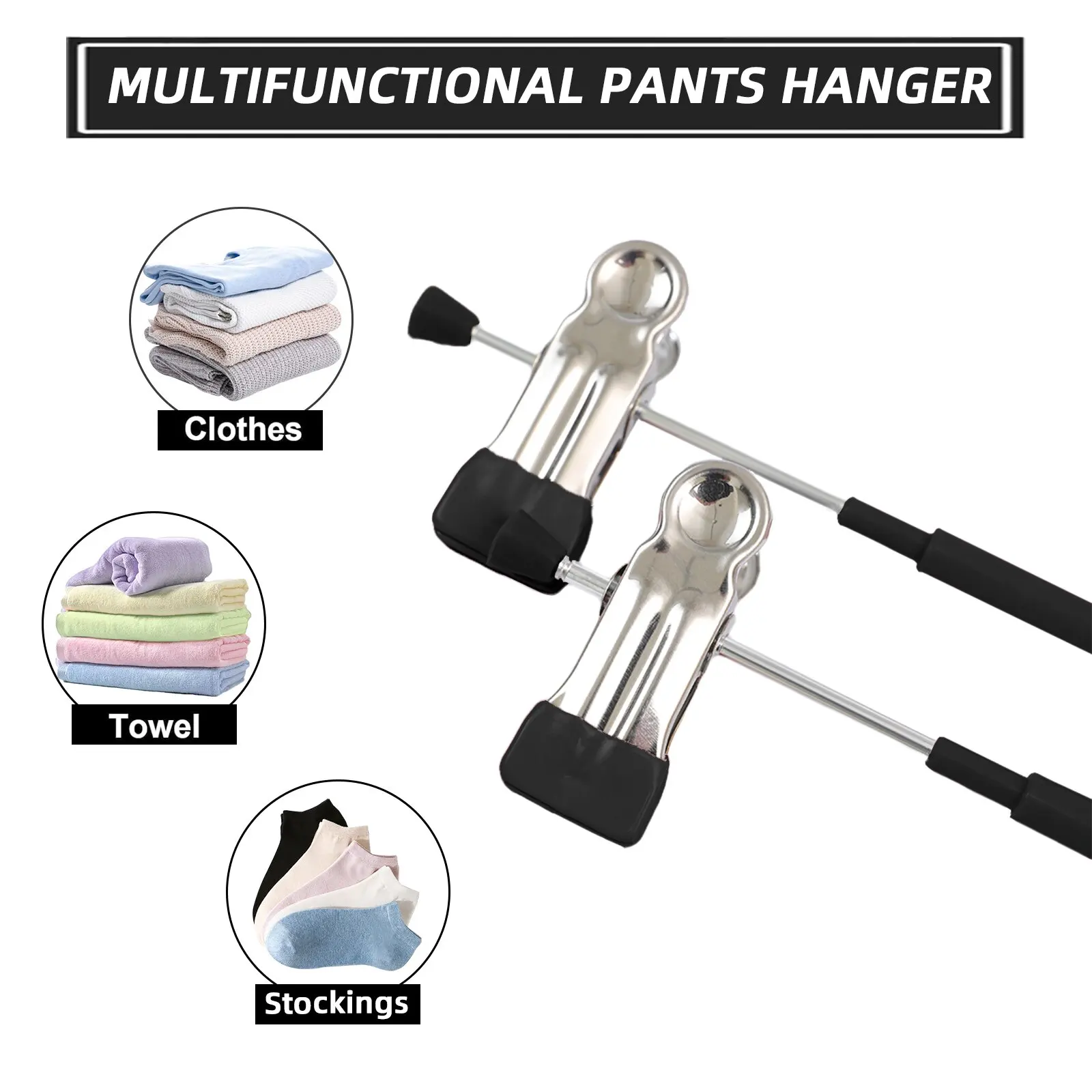 Metal clip pants rack hanger for organizing and storing pants, skirts, jeans, storage, drying pants clip