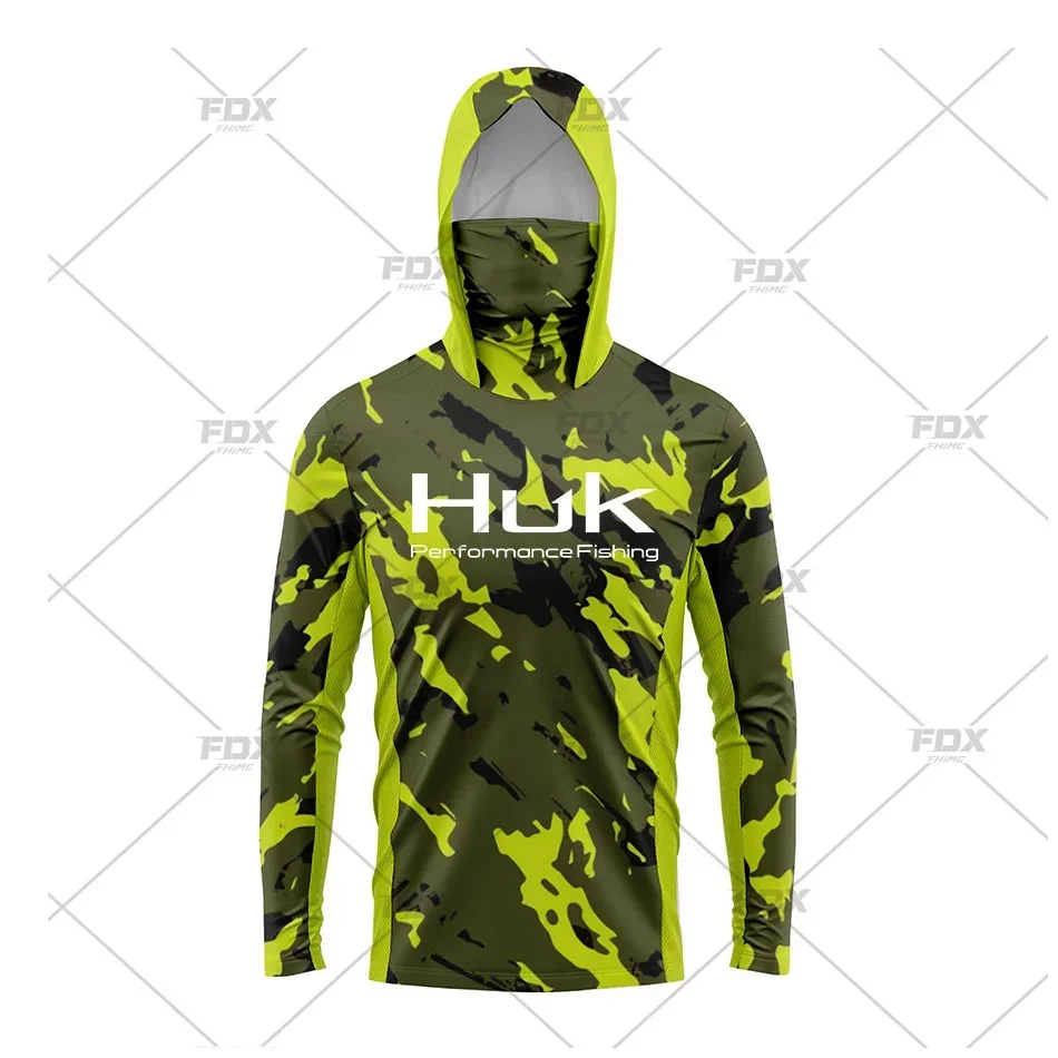 HUK Fishing Gear New Hoodie Fishing Apparel Summer Outdoor Long Sleeve Hooded T-Shirt UV Protection Breathable Angling Clothing