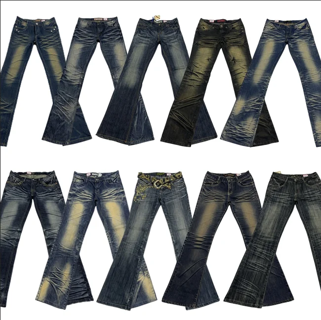 

Vintage Low Waist Bell Bot Millennium Sle Harajuku Wide Leg Pants Dragging und Jeans for Young Girls Stand Fit