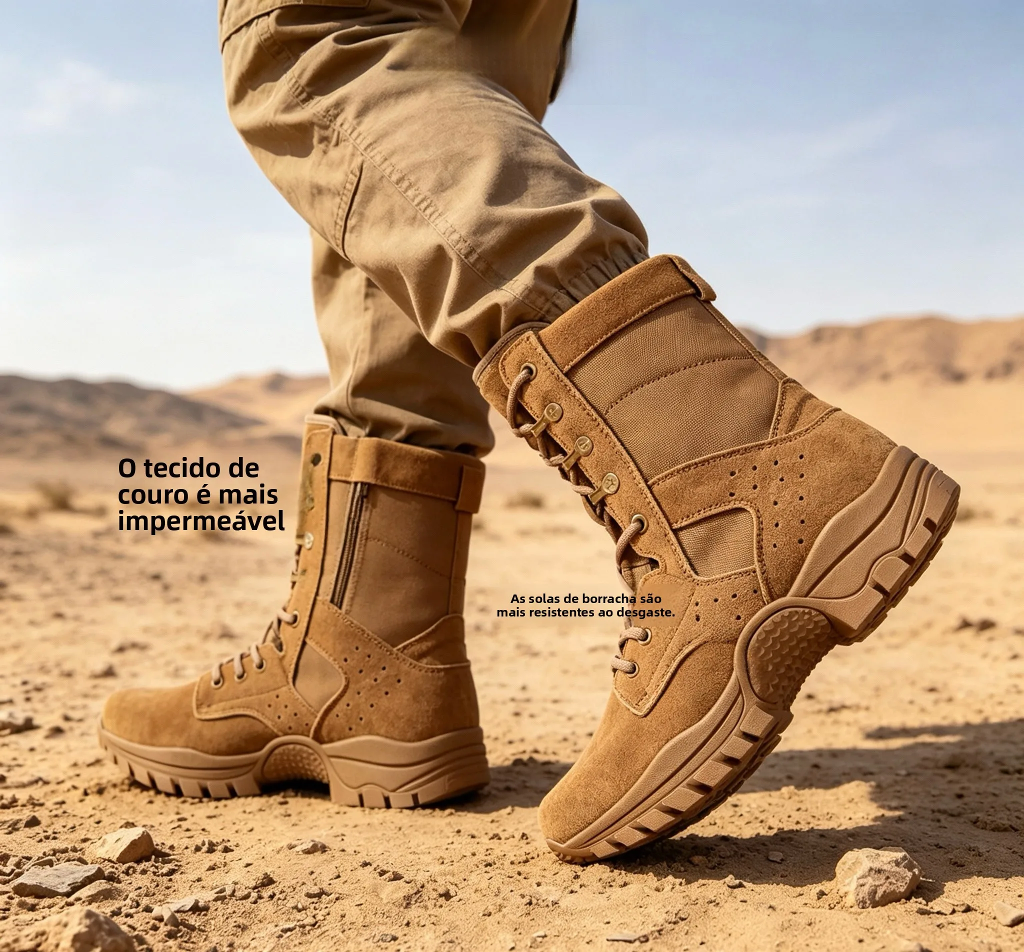 brown-spring-ultra-light-cowhide-men's-breathable-training-boots-outdoor-high-top-side-zipper-waterproof-mountain-desert-boots