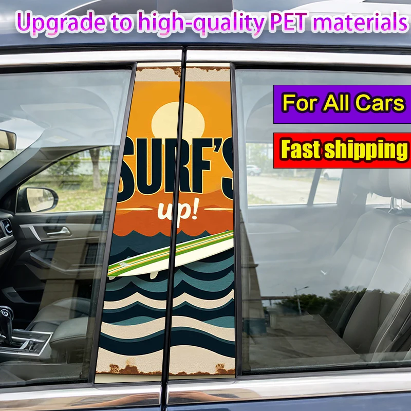 

2-Pack Car Pillar Stickers Surfing Themed Sticker Vinyl Waterproof and Sunproof Protective Sticker
