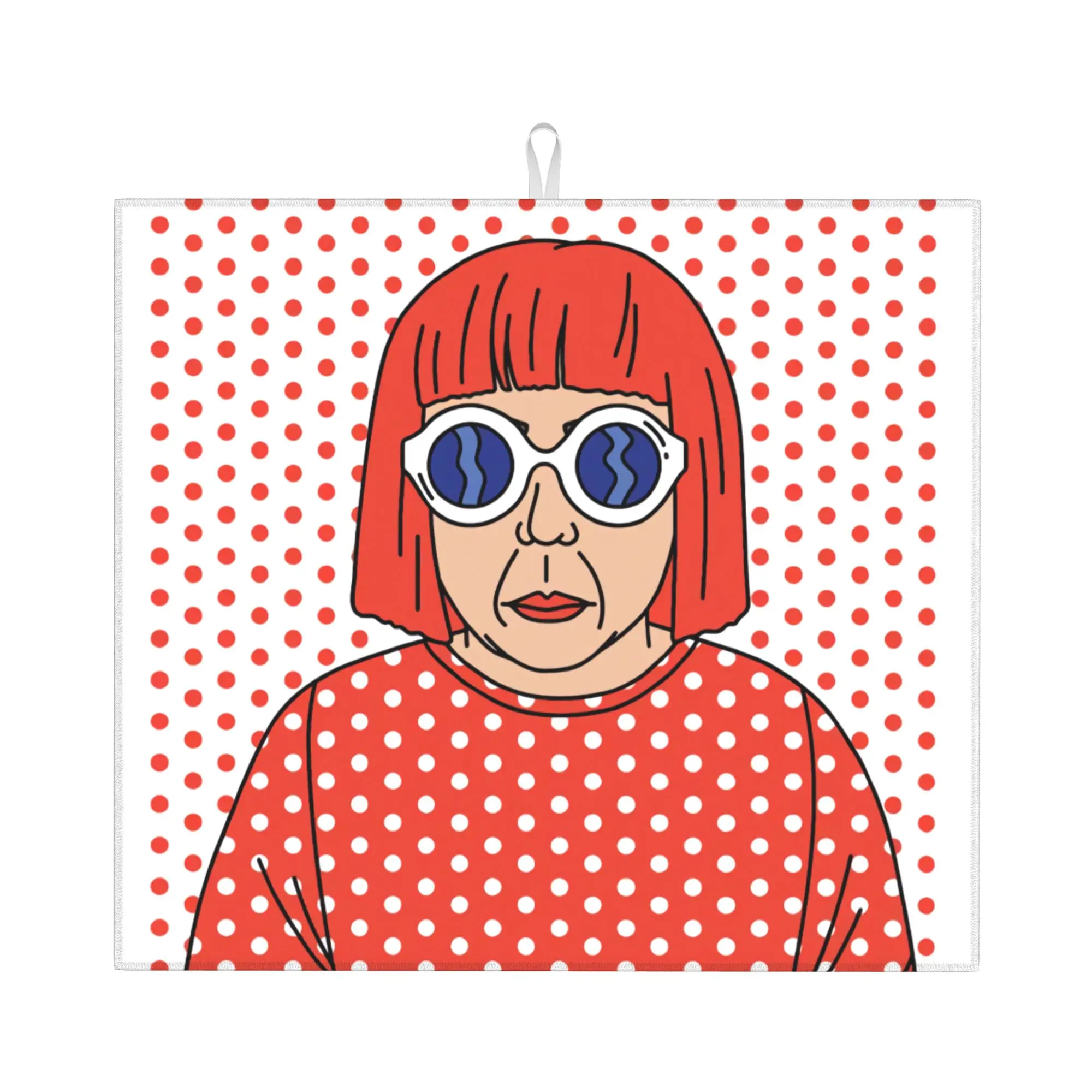 Crazy Design Yayoi Kusama Anime Drying Mat For Kitchen Waterproof Non‑Slip Oil Proof Reusable Polka Pop Countertop Protector Mat