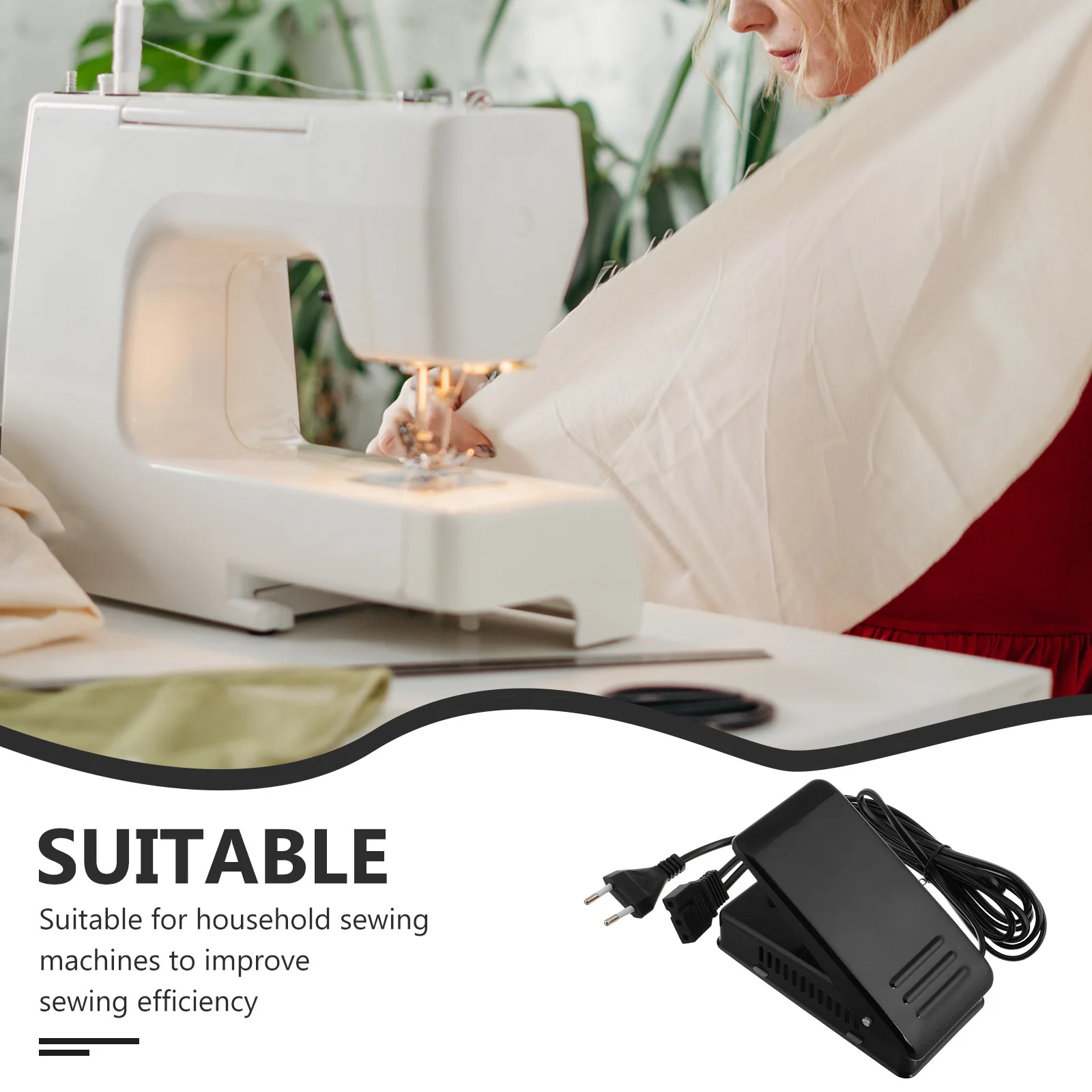 ماكينة خياطة منزلية، دواسة قدم سوداء بثلاثة فتحات، سهلة التركيب، ماكينة خياطة بديلة لسلك الطاقة، دواسة تحكم بالقدم متينة #6