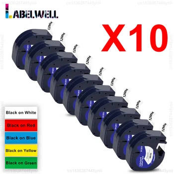 5/10PK 91201 12mm Fita LT Compatível para Dymo Letratag Fita de Etiquetas 12267 91200 91202 para DYMO LT100H LT100T QX-50 Impressora de Etiquetas