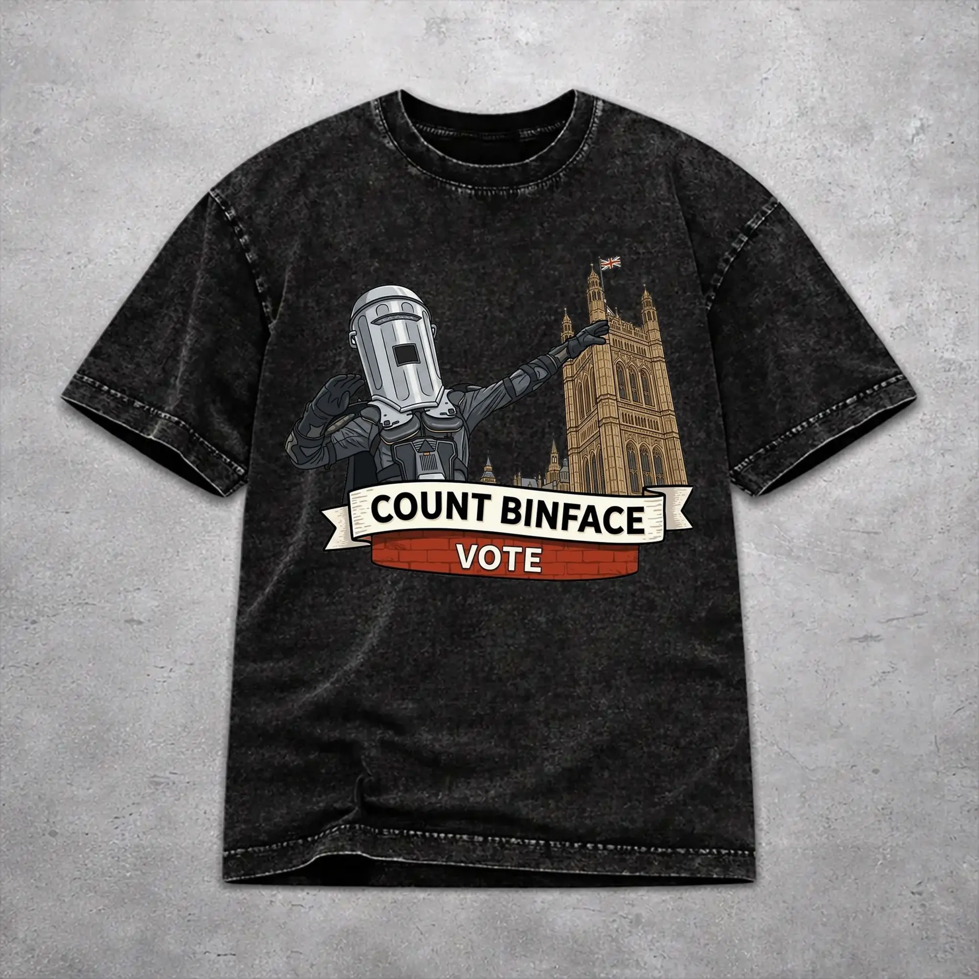 Fashion Men Women Vote Count Binface For Prime Minister  Tee Shirt Washed Style  T Shirts Clothing