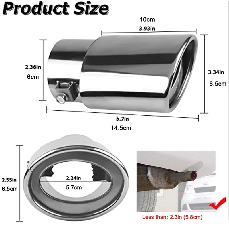 Универсальный автомобильный наконечник для выхлопной трубы, круглый глушитель из нержавеющей стали, хромированная отделка, автомобильный глушитель