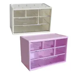 Visual Design Storage Box Clear Visible 6-compartment Desktop Storage Box for Cosmetics Stationary Jewelry Organization