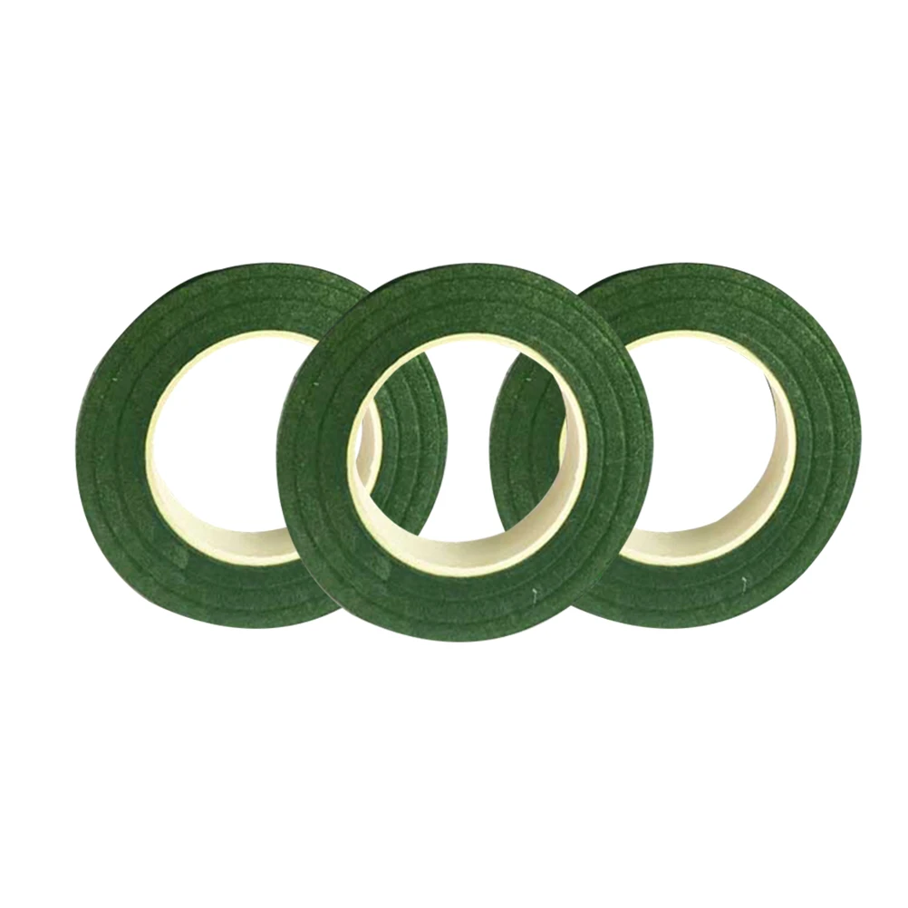3 Rolls Flower Packaging Tape Artificial Green Floral Adhesive Decorating Stem Wrap Bouquet