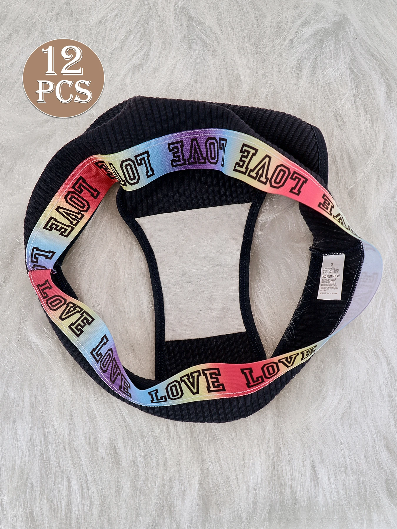 12-delige set geribbelde driehoekige damesbroeken met lage taille, zacht en comfortabel katoenen herfst- en winterondergoed voor dames