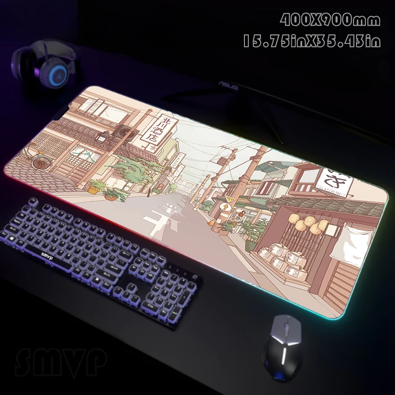 

Large RGB Mouse Pad XXL Gaming Mousepad LED Mouse Mat Streetscape Gamer Mousepads Table Pads Keyboard Mats Desk Rug With Backlit