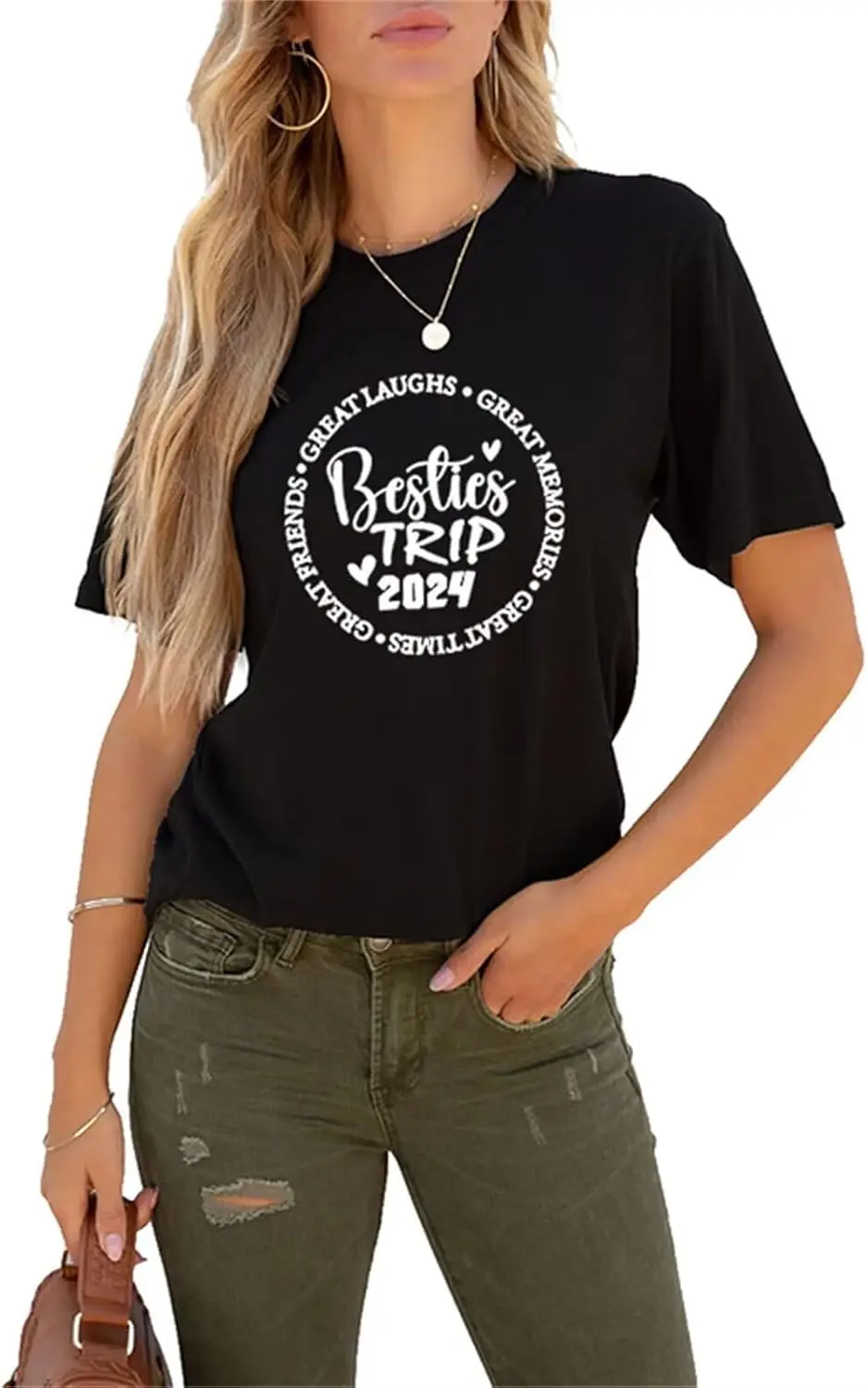 Women Besties Trip 2024 Shirts Trendy Girls Travel T-Shirt Funny Best Friend Matching Tee Cute Vacation Group Tops