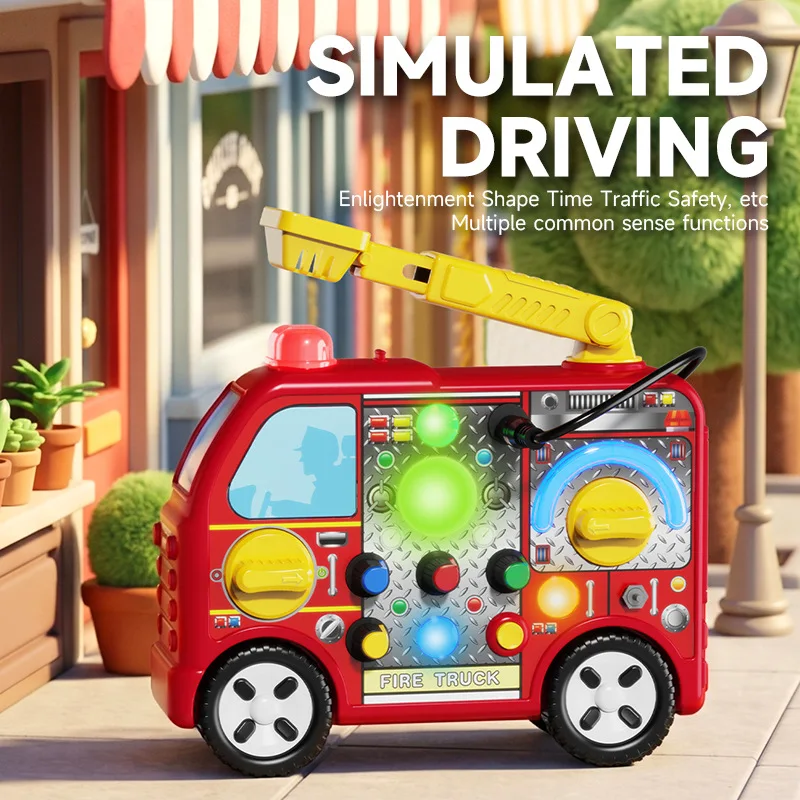 Toddler Early Learning Busy Machine Fire Ambulance Police Car Sound Light Busy Board LED Switch Socket Sensory Training Toy