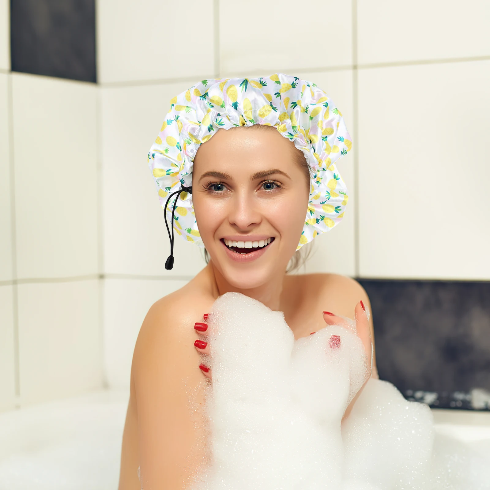 

2 шт., атласные водонепроницаемые шапочки для душа Eva, эластичные большие многоразовые шапочки для волос, шапочка для душа для женщин, шапочка для волос, шапочка для душа