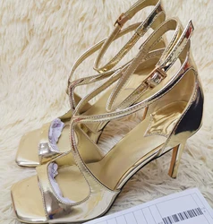Summer Peep Toe High Heel Ankle Strap Women Sandals Sexy Narrow Band Thin Heel Gladiator Shoes Ladies Wedding Party Dress Pumps