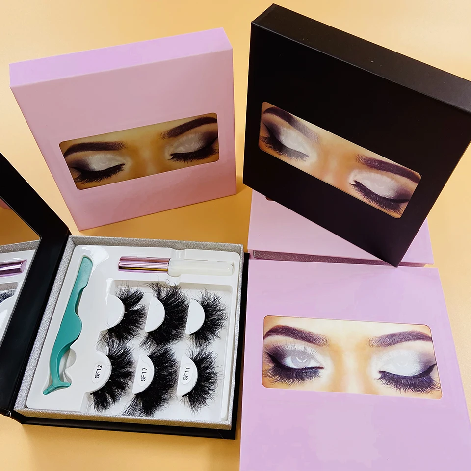 3 Pairs Eyelashes Box Package Can Put Tweezer Lashes Glue Big Lash Box New Design Empty Lash Book