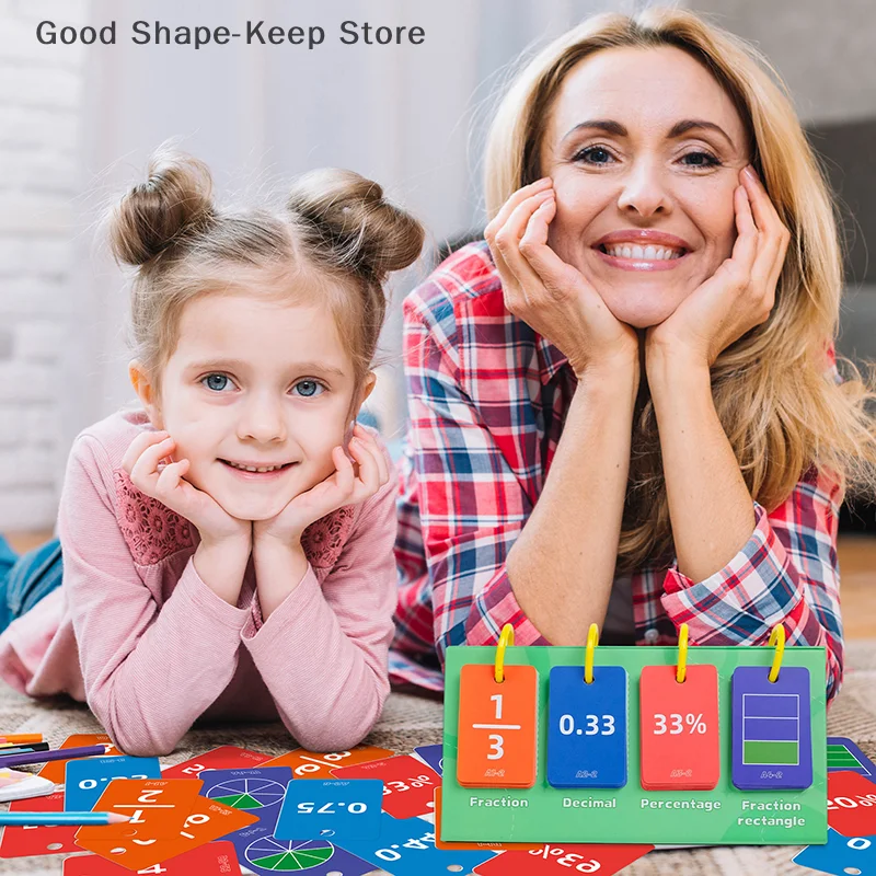 104 STKS Educatief Speelgoed Decimale Breuk Percentage Conversie Kaarten Tafelmodel Kinderen Denken Cognitie Trainingshulpmiddel