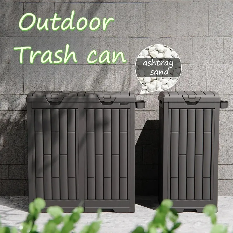 Outdoor Covered Trash Can Wide Open Lid Bottom Detachable Clean Waste Bin Courtyard Scenic Garden Large Capacity Cleaning Tool