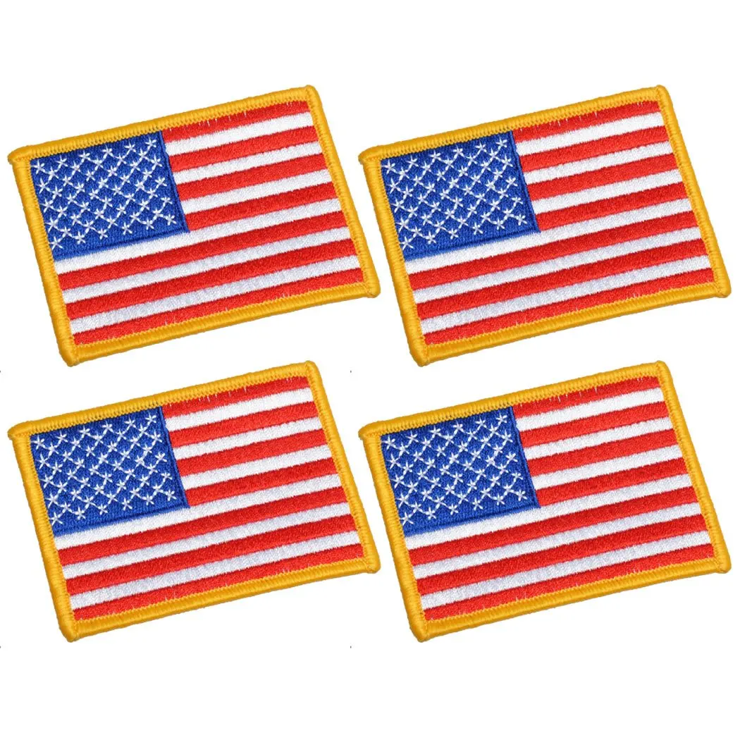 4PCS Tactical Patches of USA US American Flag with Hook and Loop for Backpacks Caps Hats Jackets Pants Military Army Emblems