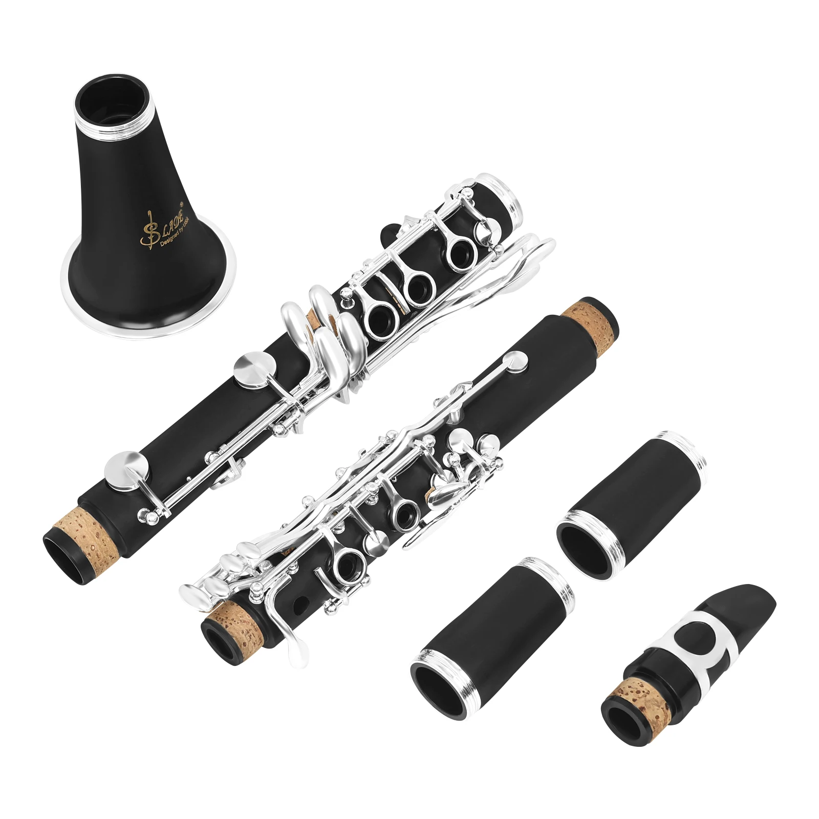 Slade Bb-Klarinette, 17 Klappen, Abs-Korpus, Professionelles Holzblasinstrument Mit Klarinettenkoffer, Handschuhen, Blättern, Ersatzteilen Und Zubehör S51525Afa0C6B4090879Eba8F33634E53N