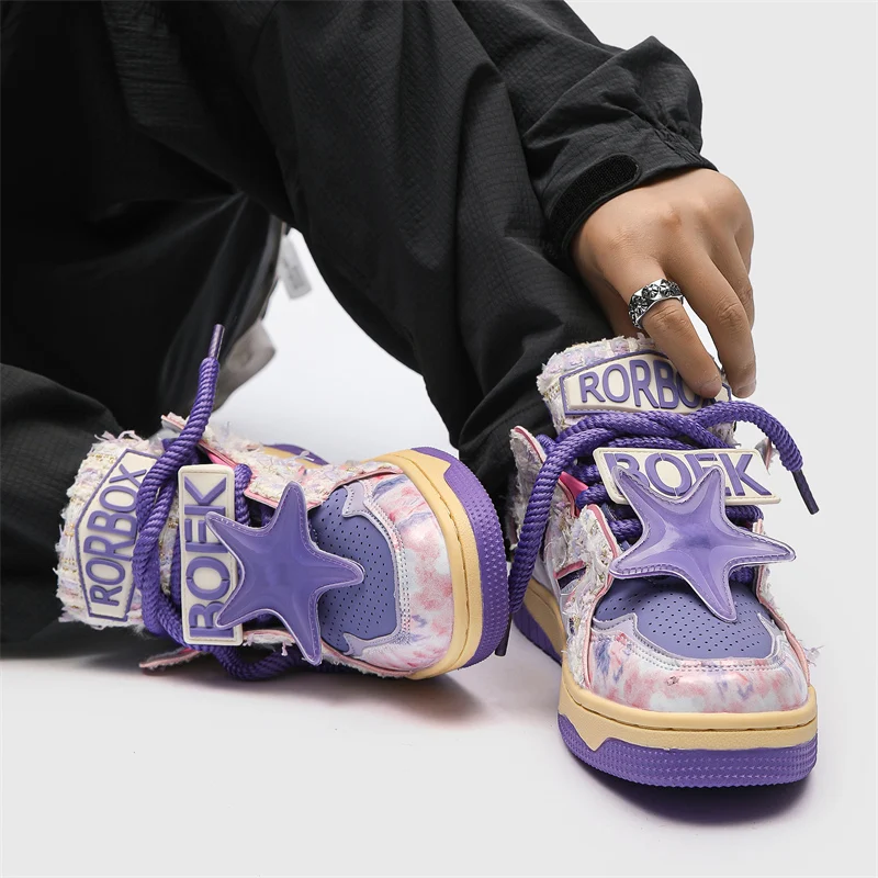 Fashion Purple Star Skateboard Men Sneakers Original Designer Shoes Trainers Breathable Hip Hop Sneakers Men Skateboard Shoes