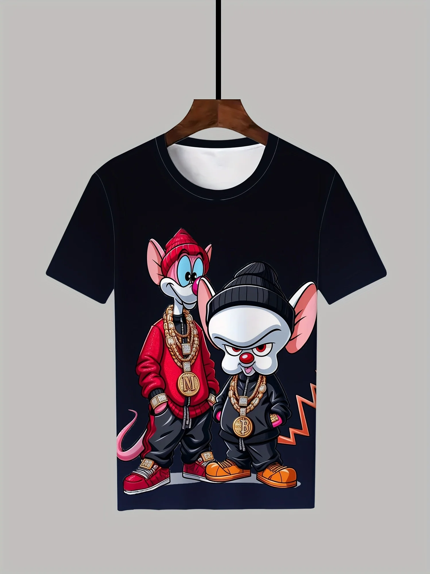 Men's Hip-Hop Cartoon T-Shirt - Casual,Crew Neck,Short Sleeve,100% Polyester,Regular Fit,Summer Streetwear for Running & Daily image 5
