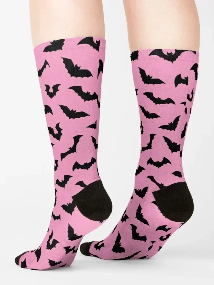 Pastel goth pink black bats Socks basketball cotton custom sports luxe Socks Female Men's