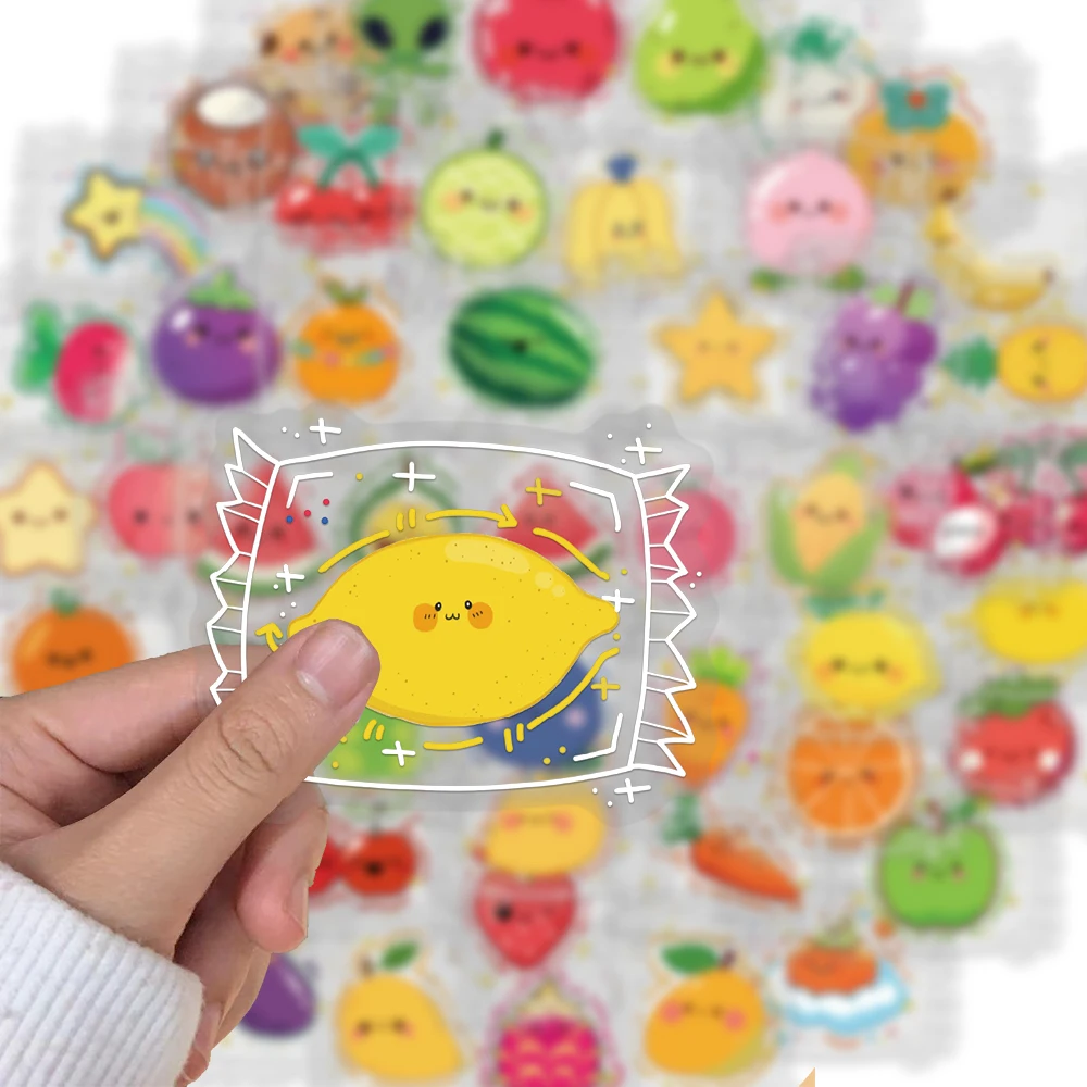 50PCS Creative Wrapped Candy Cute Stickers Phone Case Decoration Notebook PET Transparent Material Personalized Stickers