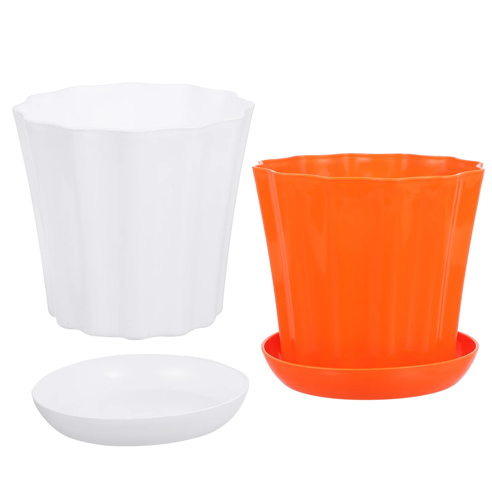 

2 set Edge Flower Pot Plastic Gardening Planter With Tray For Indoor Plastic Flowerpot Outdoor Bonsai Succulent Container