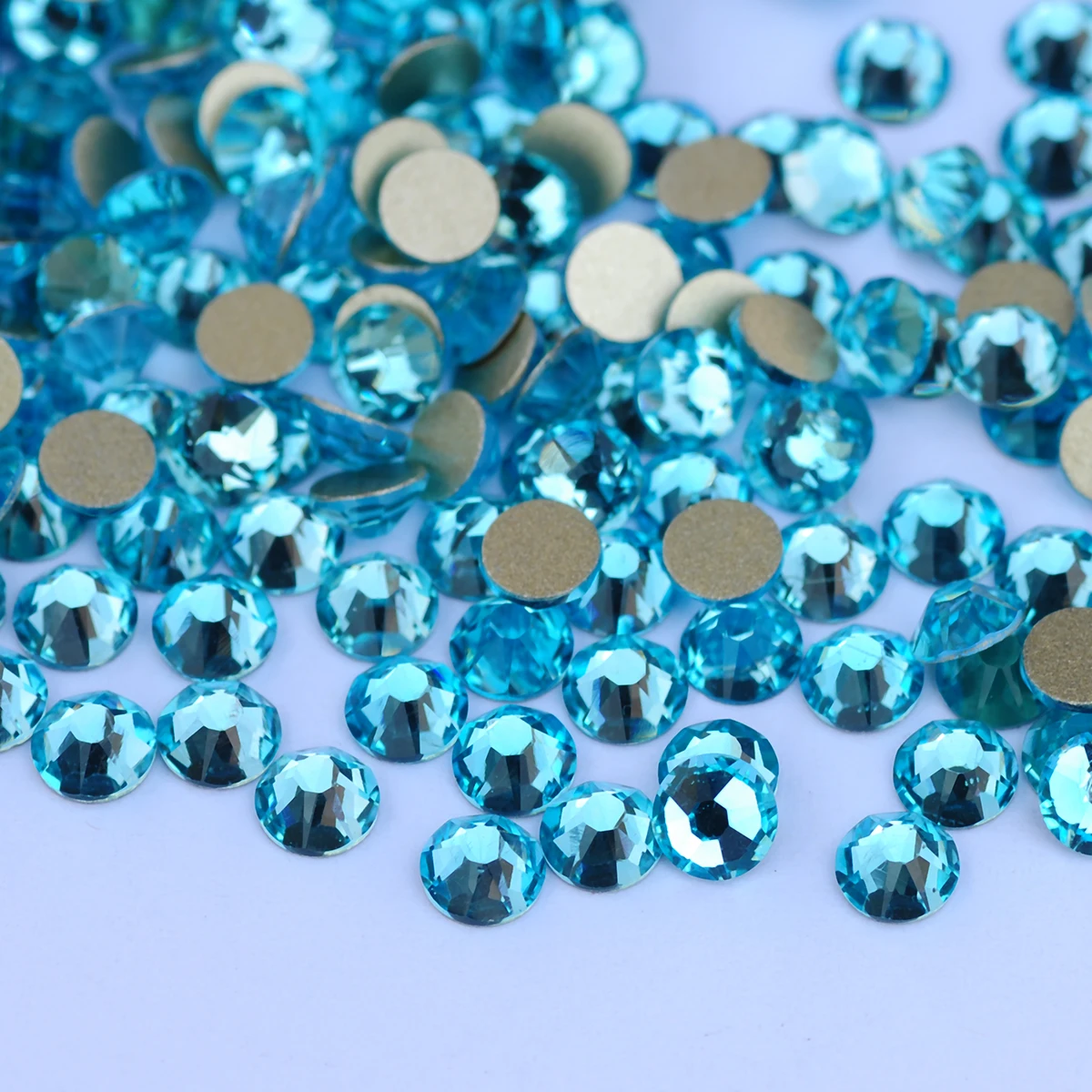 Aquamarin und Aquamarin AB Strass Glaskristall-Strasssteine mit flacher Rückseite, Glitzersteine für Nagelkunst, Kleidung, DIY-Dekoration – Detail 3