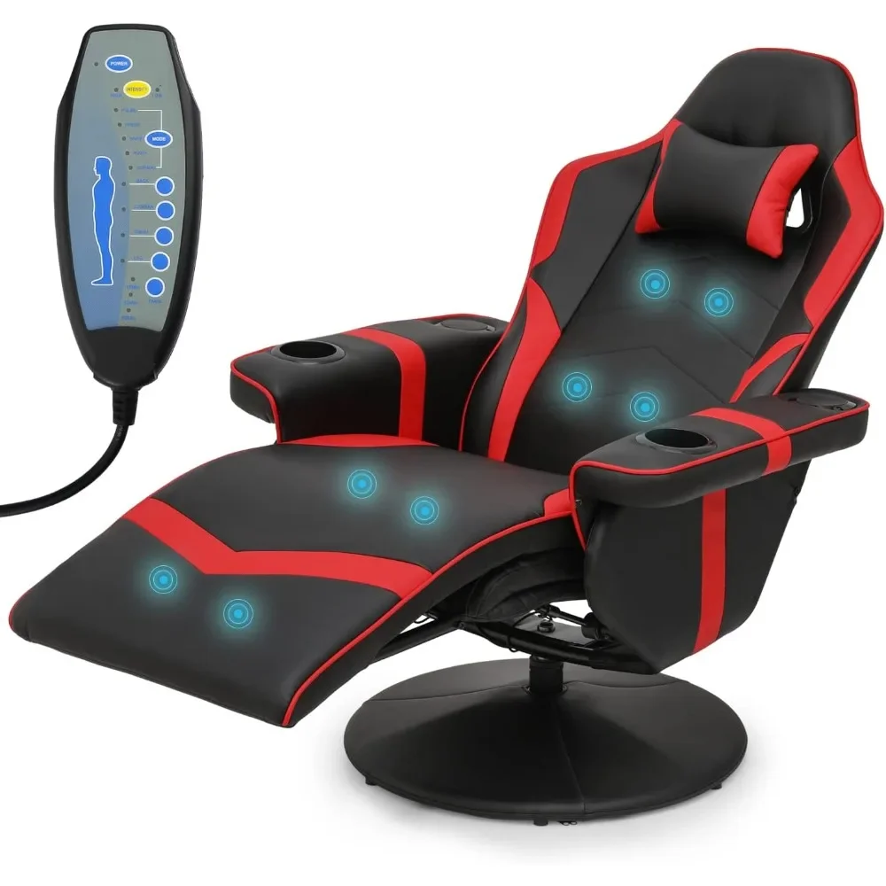 

Massage Gaming Recliner Chair PU Leather Lounging Video Gaming Couch Adjustable Backrest Living Room, Gaming Recliner Chairs