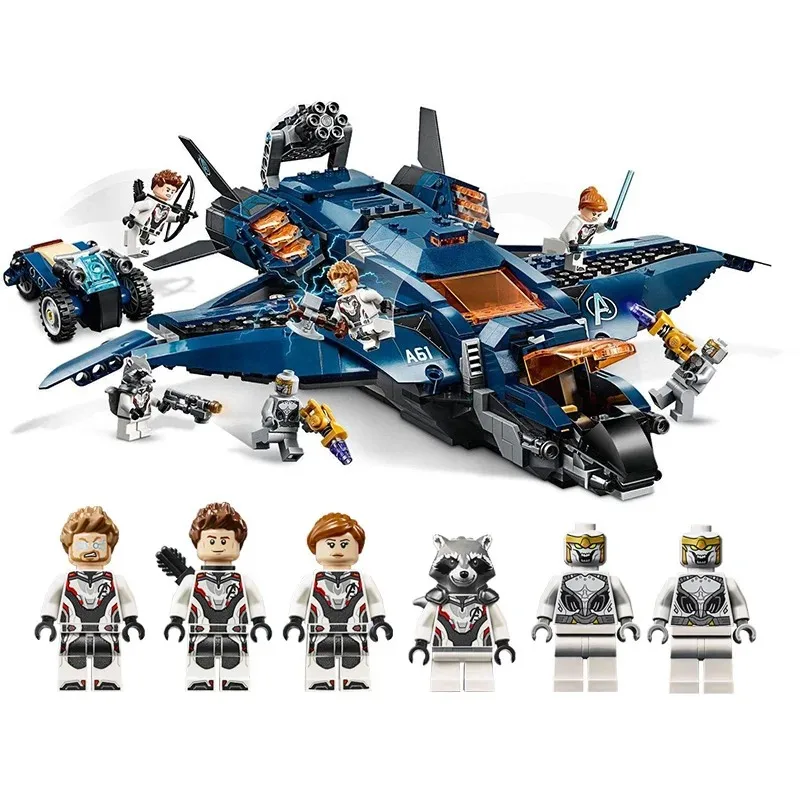 MINISO Disney Marvel Spaceship 76126 Ultimate Quinjet Super Heroes Building Blocks 932 Piece Bricks Children Toy Birthday Gifts