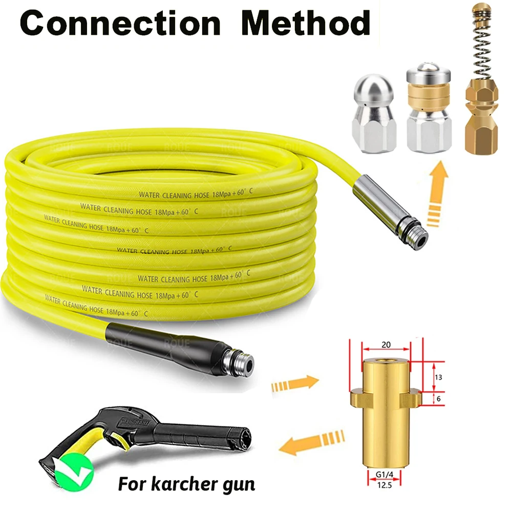 Tubo de drenaje a presión para Karcher, manguera de limpieza de alcantarillado, Kit de chorro de agua para Karcher K2, K3, K4, K5, K6, K7, boquillas