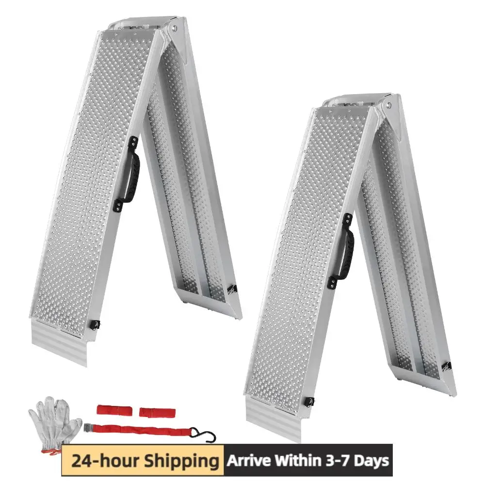 

2PCS 85 Inch Aluminum Motorcycle Ramp with Handle Motorcycle Loading Ramp with Safety Straps and Gloves for Pickup Trucks
