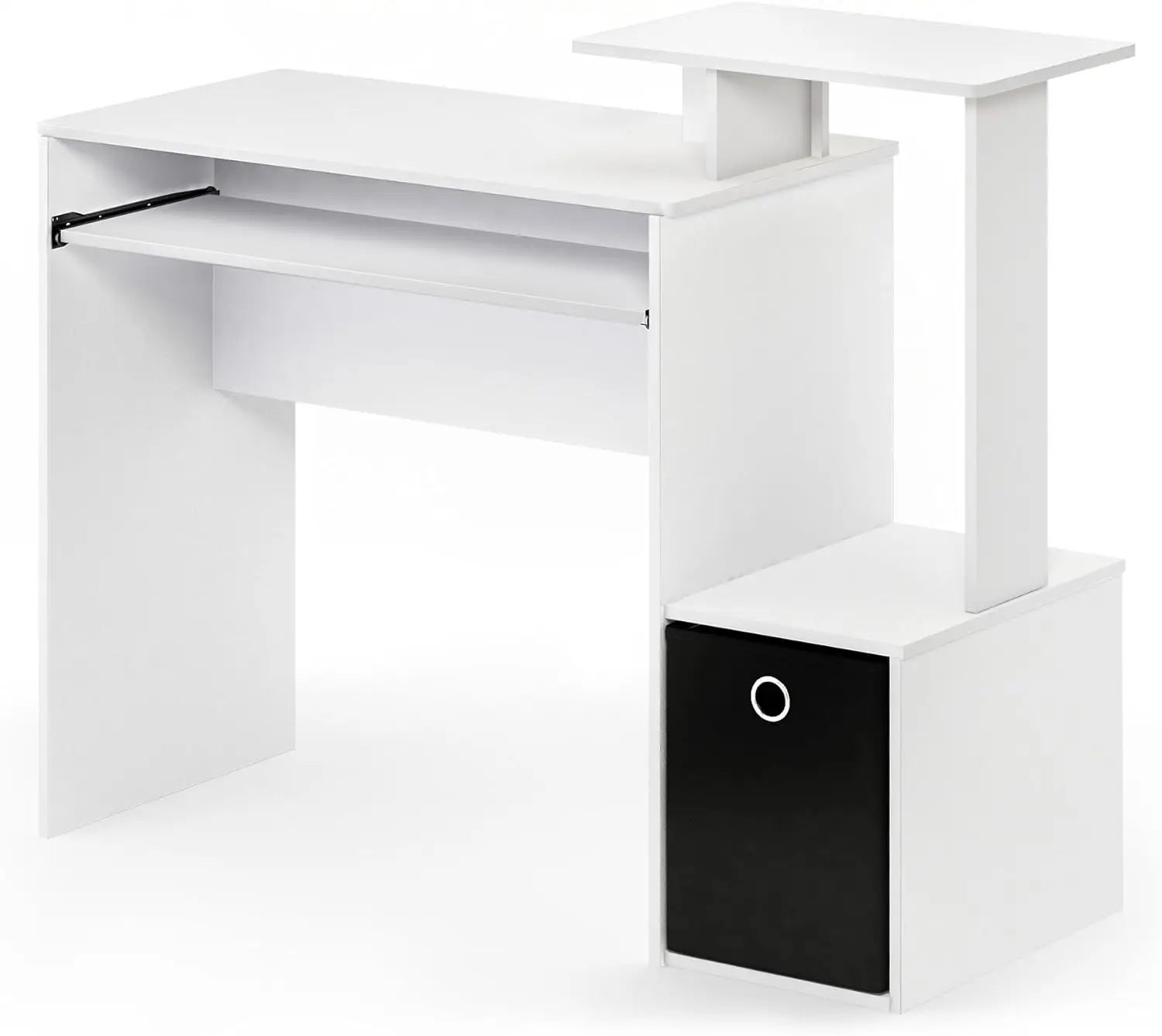 Mesa de Madera aglomerada multiusos para oficina en casa, Escritorio, Blanco/Negro, 40,01x40,01x86,61 cm