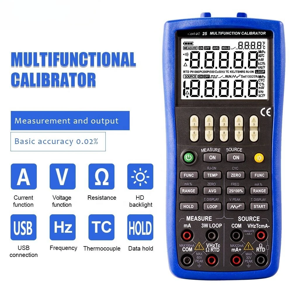 25 Multifunction Process Calibrator for Voltage MA Resistance Thermocouple RTD Frequency Pulse Switch Pressure Signal Generator