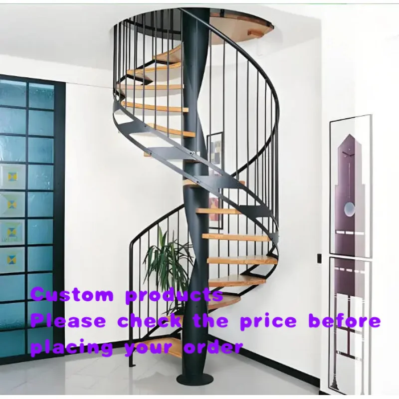 

custom.Easy Assembly Wrought Iron Staircase with Glass Railing Modern Design Hotel Use Indoor/Outdoor Universal Appli