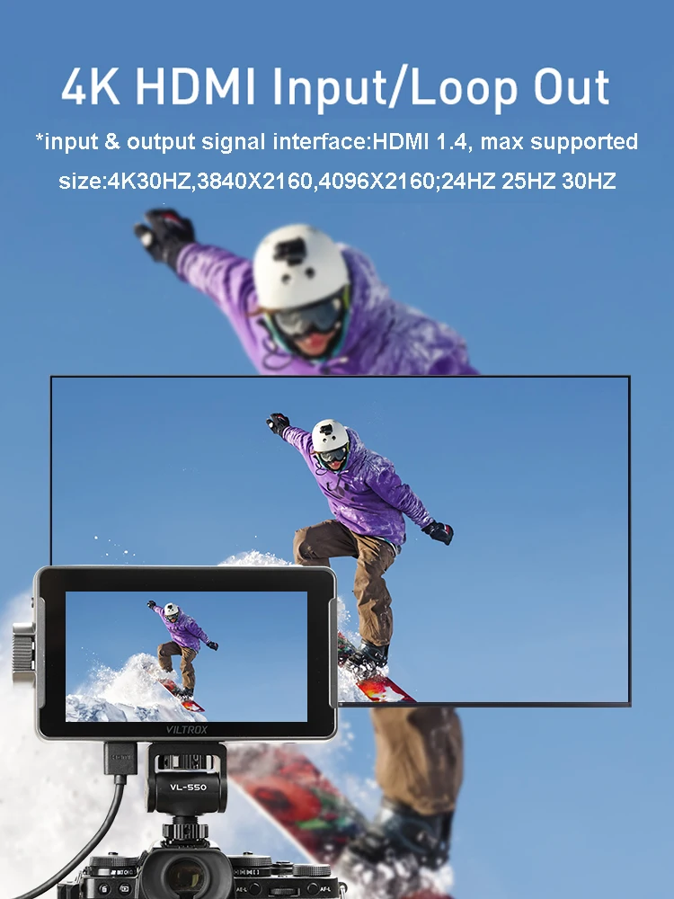 Imagem -04 - Monitor de Tela Sensível ao Toque para Dslr Câmera Micro Slr 5.5 Touch Screen hd 4k Compatível com Hdmi Diretor Câmera Externa Viltrox-dc550