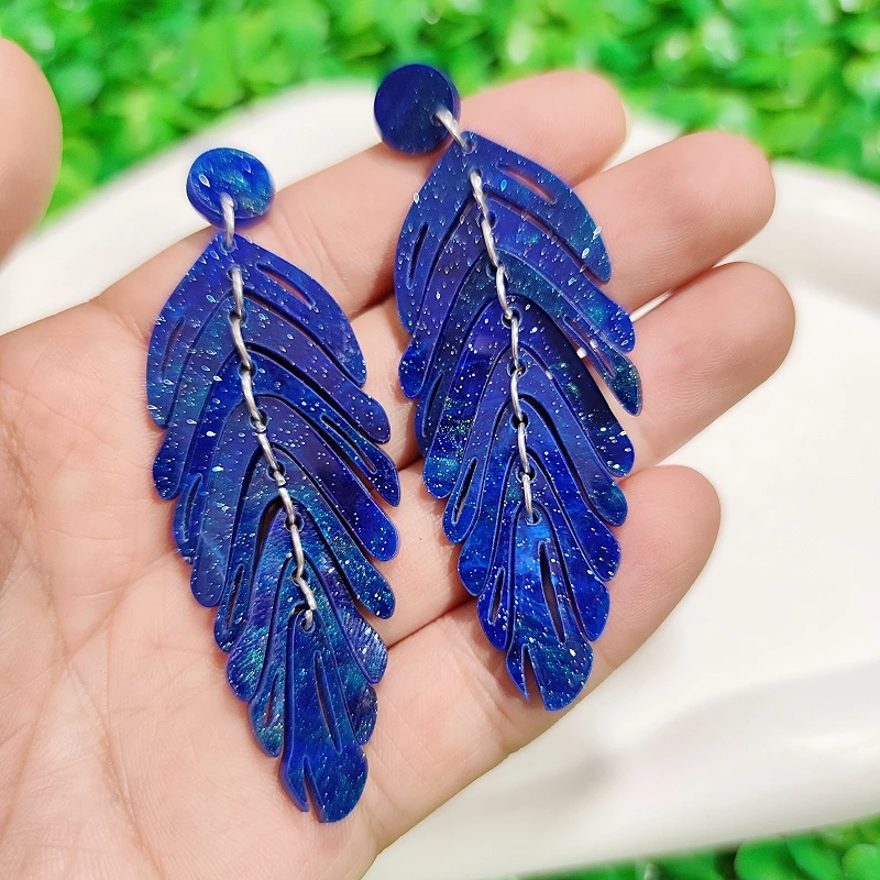 KUGUYS Acryl Bohemia Blatt-Ohrhänger für Damen, lange Blätter, Pflanzen-Serie, Schmuck, modische Strand-Accessoires, Fabrikverkauf – Detail 10