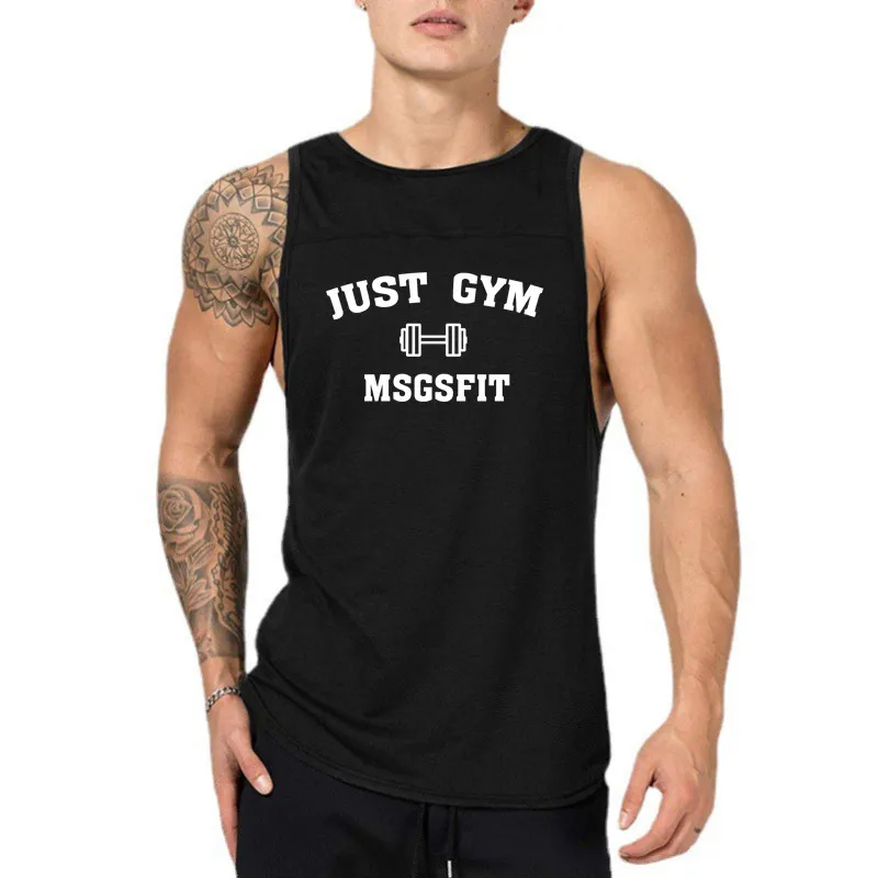 

Just Gym Brand New Summer Bodybuilding Men Pure Cotton Casual Fashion Fitness Workout Fashion Printred O-neck Tanktop