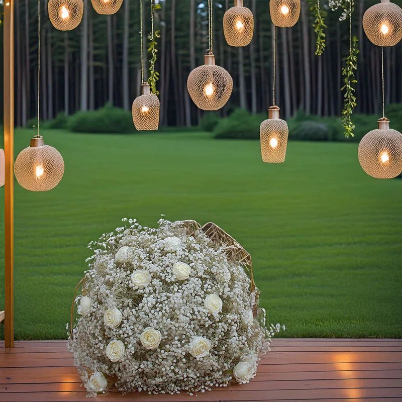

White Artificial Starry Sky Flower Ball Wedding Stage Decoration Dining Table Living Room Exhibition Hall Decoration Silk Flower
