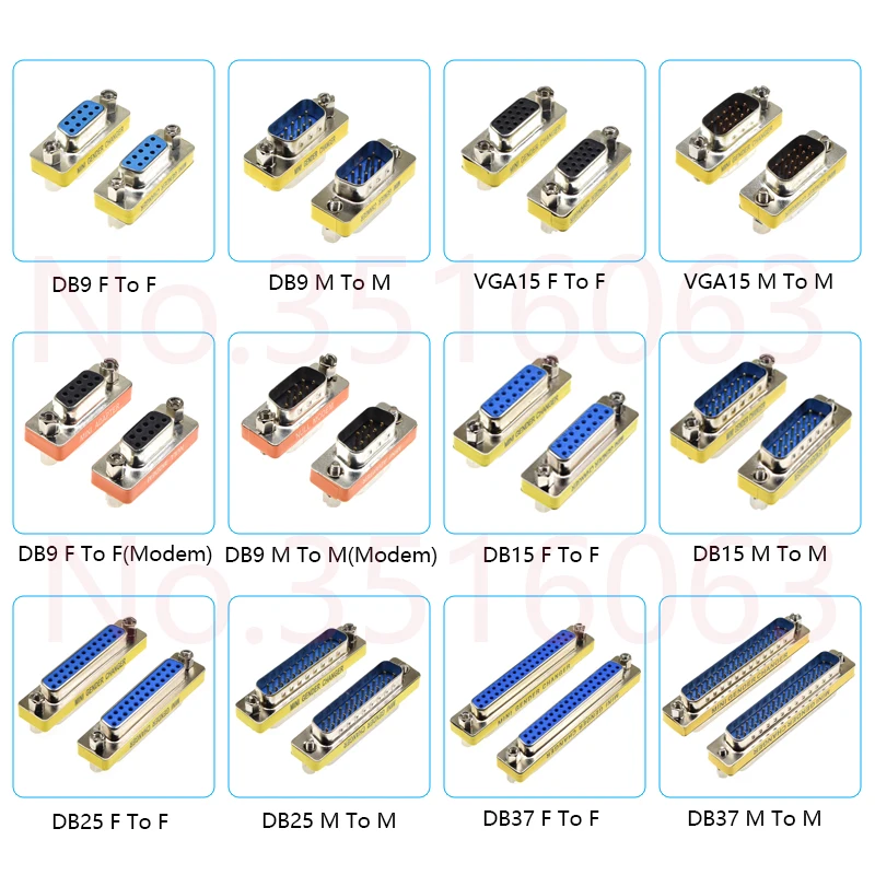 Żeński do żeńskiego/z męskiego na męskie/żeński Rs232 Port szeregowy comu złącze Mini Adapter zmiana płci Null Modem DB9/15/25/37 Pin VGA
