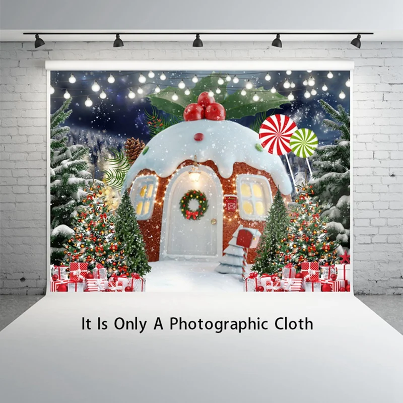 210X150cm Christmas Background Cloth Christmas Snow House Multifunctional Convenient Photography Background Cloths Easy To Use