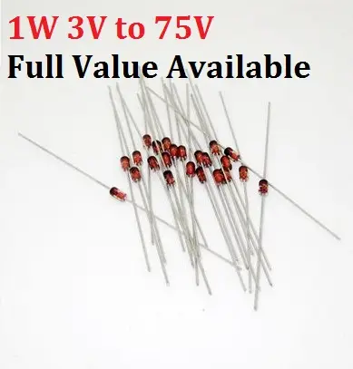 Diode Zener 1W 1N/IN4727A 3V/ IN4728A 3.3V/ IN4729A/3.6V IN4730A/3.9V IN473l'autorisation/4.3V IN4732A/4.7V IN4733A/5.1V IN4734A/5.6V, 50 pièces