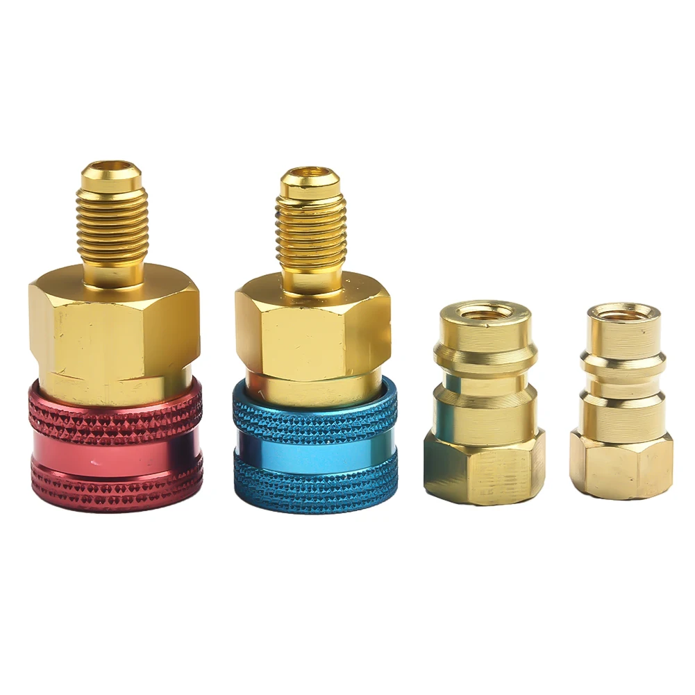 A/C for R1234YF Quick Coupler Connector Adapters for High and Low Manifold AC Gauge Auto Set Compatible with R134A/R12 Systems