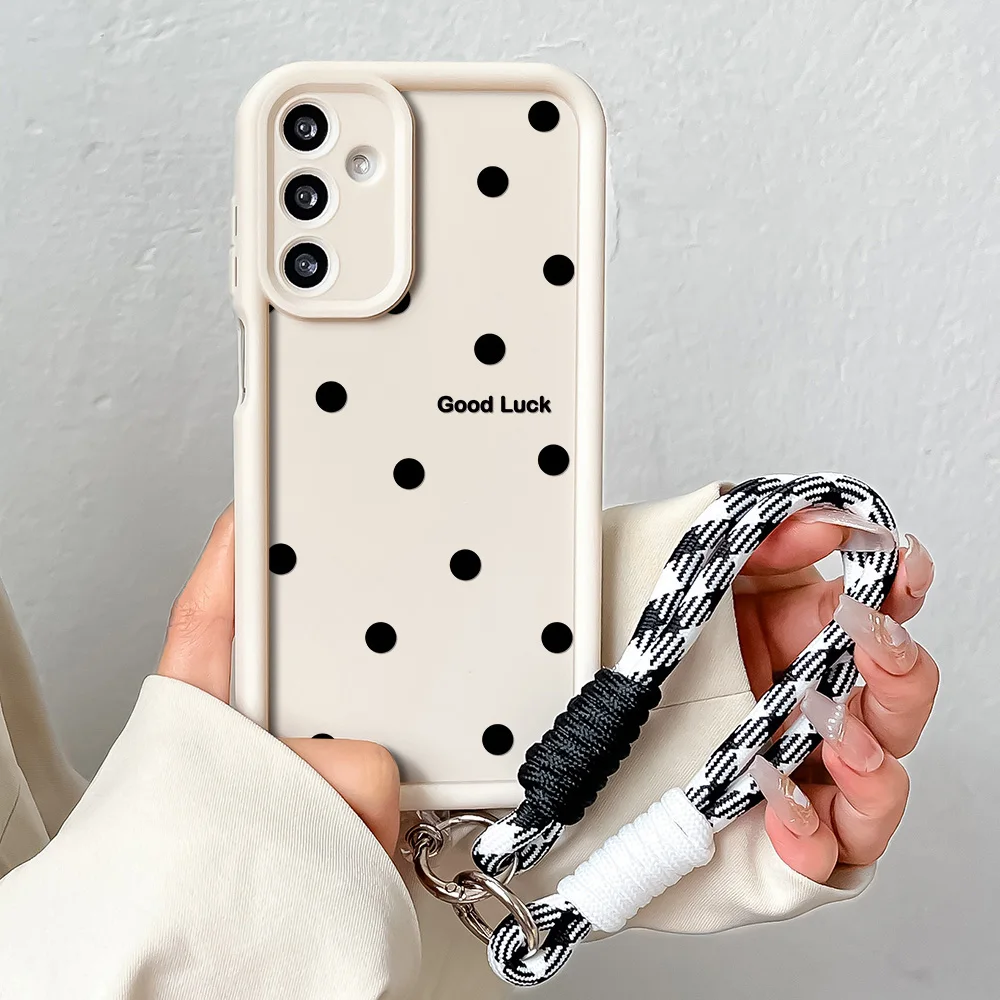 Wrist Chain Case For Samsung A55 35 54 15 34 25 24 73 53 33 23 71 51 72 52 22 14 56 36 26 16 32 13 Polka Dot Lanyard Cover