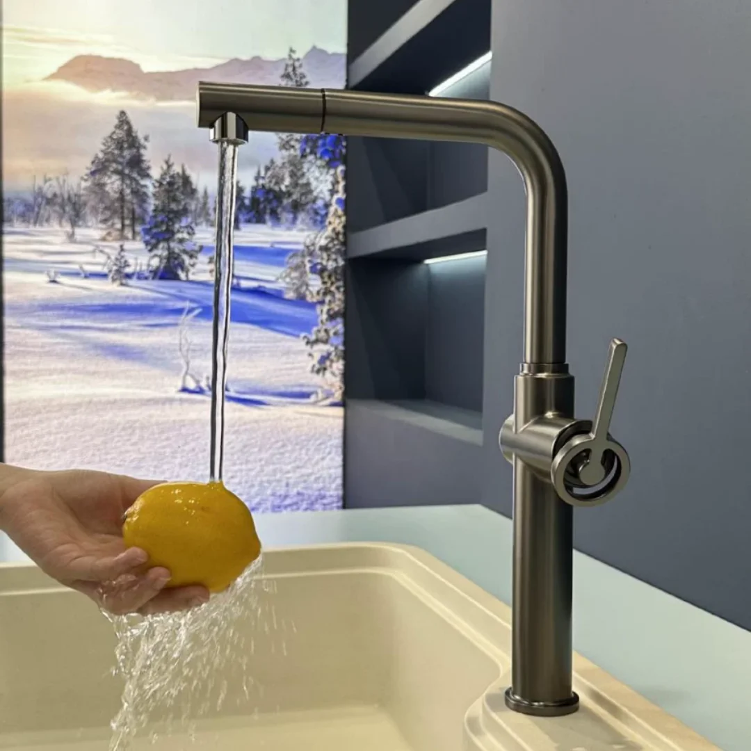 

Brushed Gold Pull Out Kitchen Faucet Brass Pink Sink Faucet Tap rotation torneira cozinha mixer tap Hot and Cold Kitchen Tap