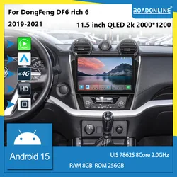 For DongFeng DF6 rich 6 2019-2021 UIS7862S Android 15 Octa-core 8+256gb Car Navigation CarPlay Car Radio Multimedia player