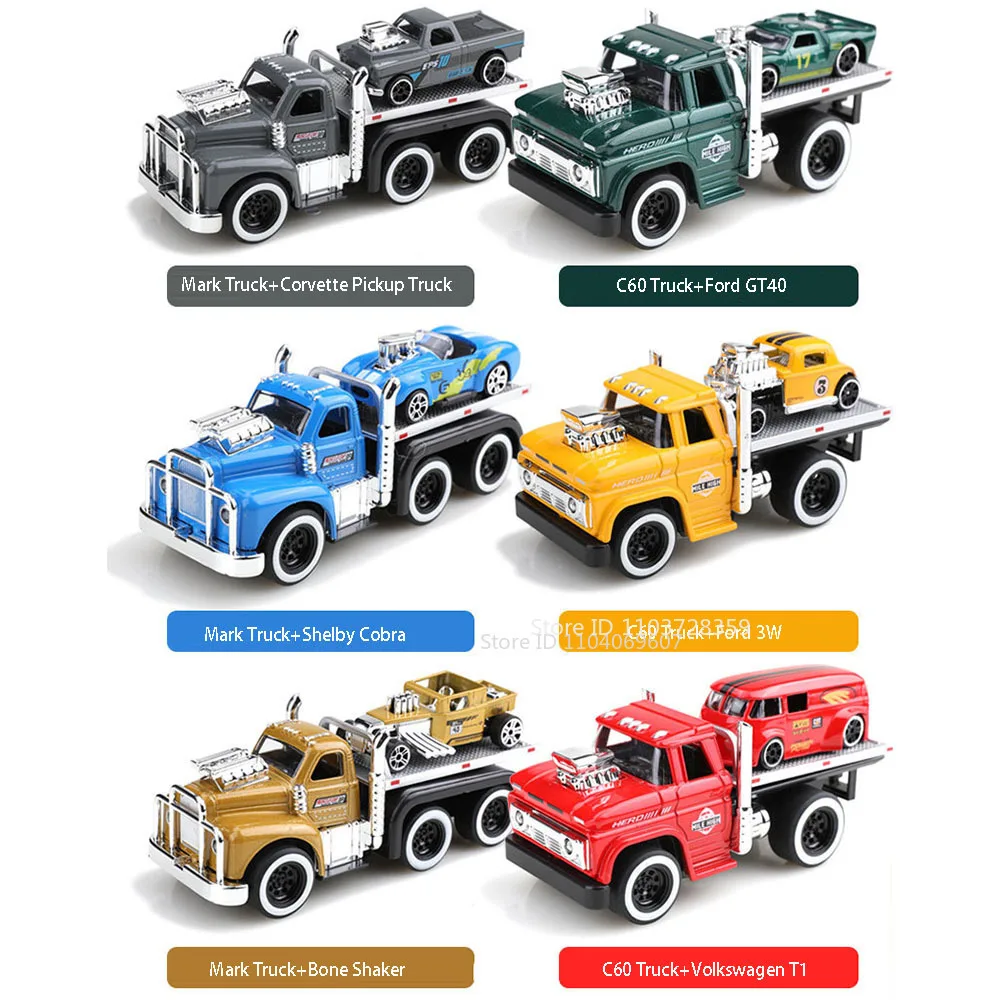 Mini voiture jouet 1:60, modèles de remorque musculaire américaine, alliage moulé sous pression, son léger, pneus en caoutchouc, modèle d'ornement, jouets cadeaux pour garçons